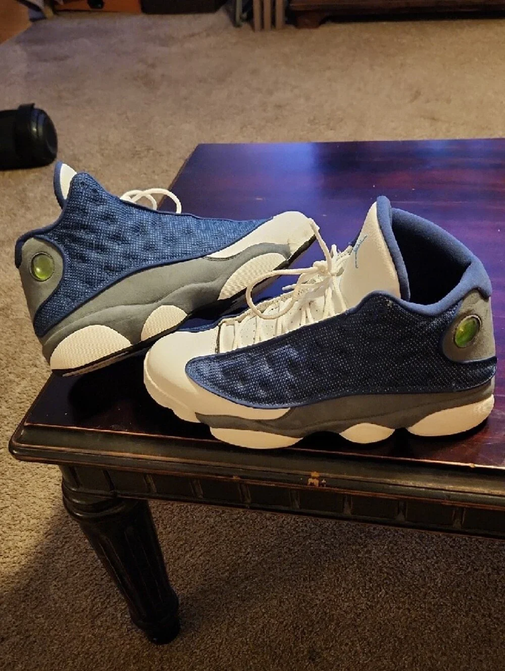 Jordan 13 "Flint" 2020 Blue and White Retro Basketball Sneakers - Picture 7 of 9